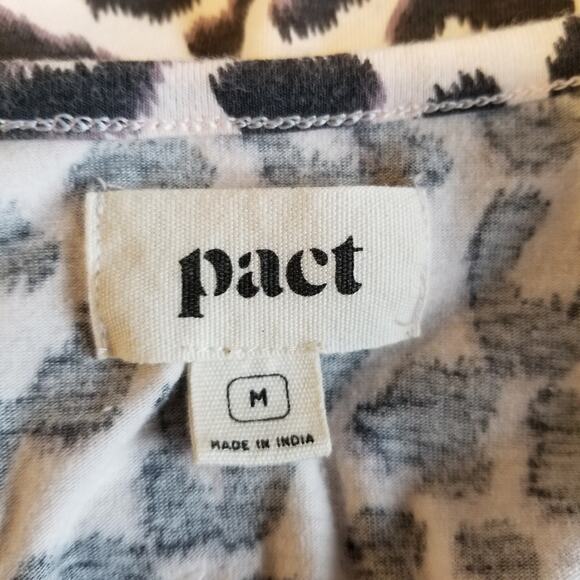 Pact Women's Leopard Animal Print Jersey Knit Babydoll Dress Cotton Size Medium - Picture 4 of 8